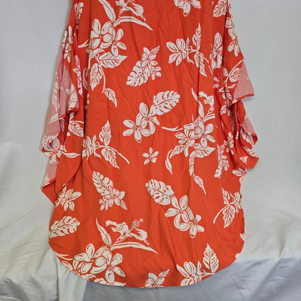 Tommy Bahama Hibiscus Hiatus Front Tie Floral Sundress Coral Orange White Large - Picture 11 of 11